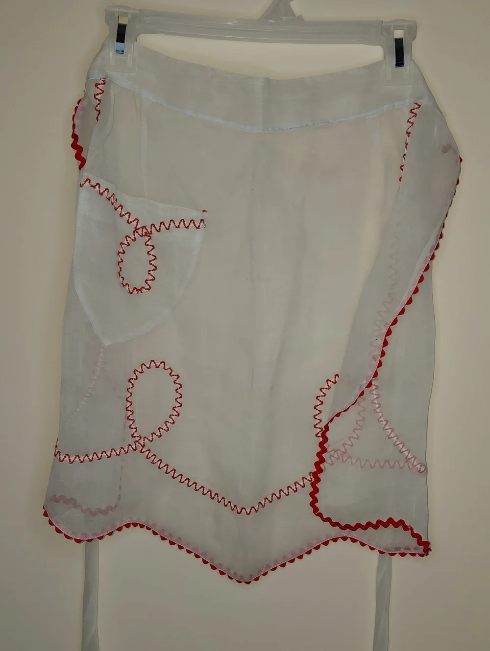 Vintage Sheer Red and White Apron